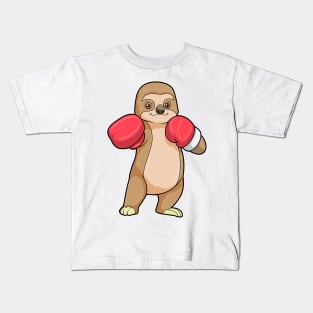 Sloth as Boxer with Boxing gloves Kids T-Shirt